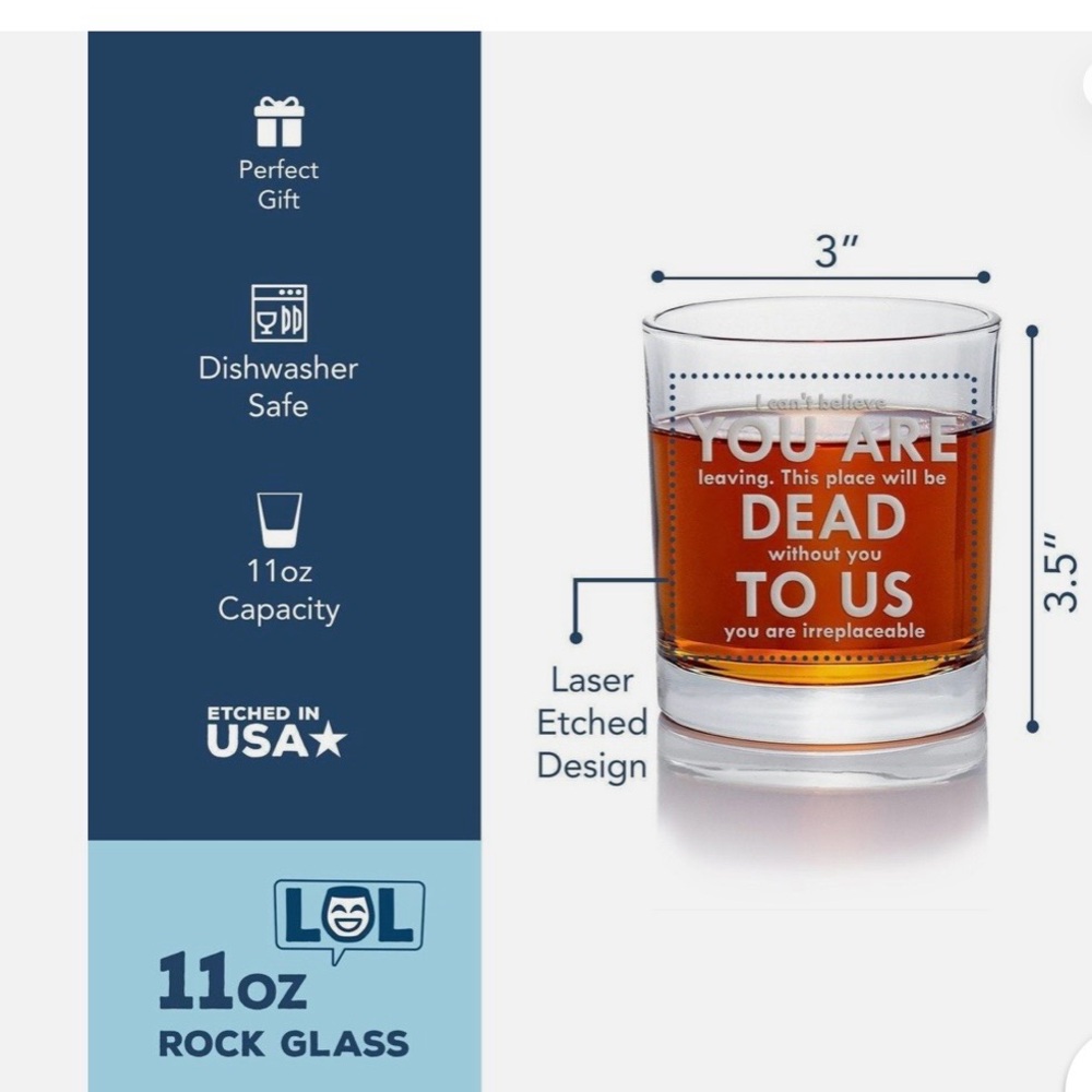 YOU ARE DEAD TO US Retirement Rocks Glass - Picture 2 of 6